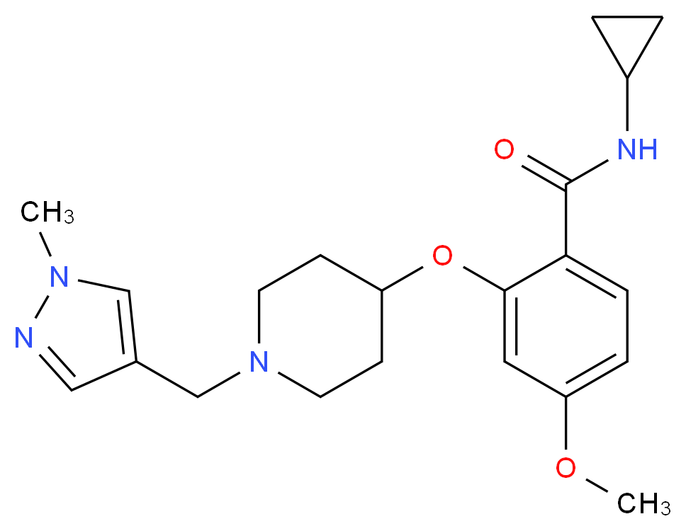 N-cyclopropyl-4-methoxy-2-({1-[(1-methyl-1H-pyrazol-4-yl)methyl]-4-piperidinyl}oxy)benzamide_分子结构_CAS_)