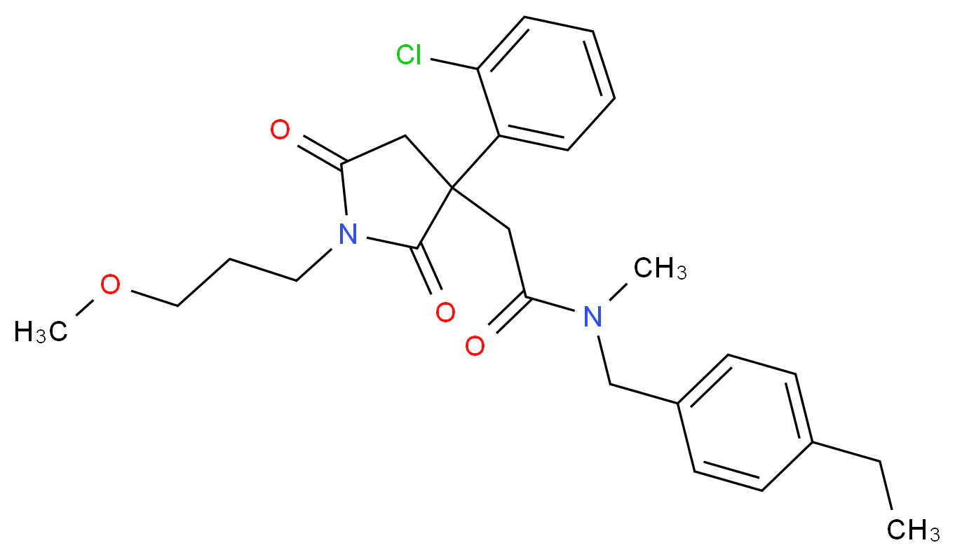 2-[3-(2-chlorophenyl)-1-(3-methoxypropyl)-2,5-dioxo-3-pyrrolidinyl]-N-(4-ethylbenzyl)-N-methylacetamide_分子结构_CAS_)