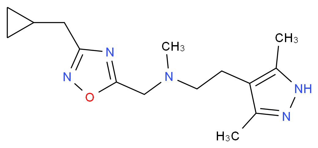 N-{[3-(cyclopropylmethyl)-1,2,4-oxadiazol-5-yl]methyl}-2-(3,5-dimethyl-1H-pyrazol-4-yl)-N-methylethanamine_分子结构_CAS_)