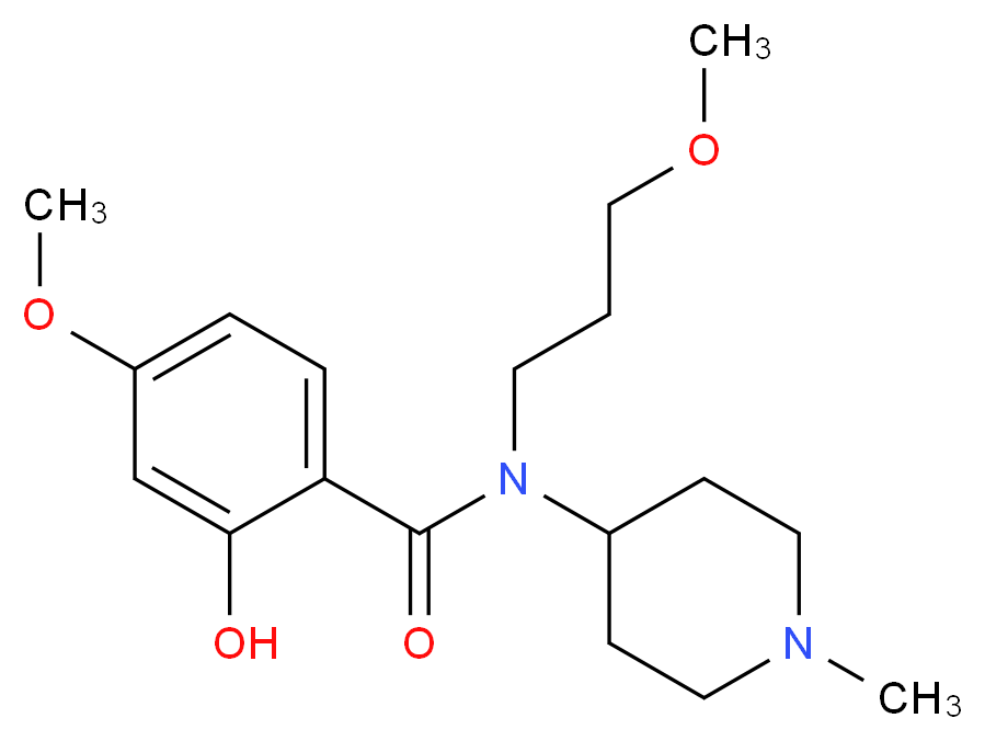 2-hydroxy-4-methoxy-N-(3-methoxypropyl)-N-(1-methyl-4-piperidinyl)benzamide_分子结构_CAS_)