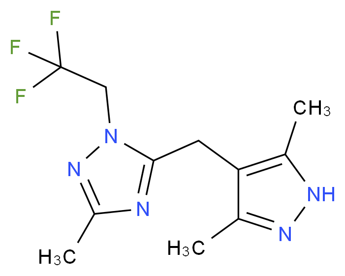 5-[(3,5-dimethyl-1H-pyrazol-4-yl)methyl]-3-methyl-1-(2,2,2-trifluoroethyl)-1H-1,2,4-triazole_分子结构_CAS_)