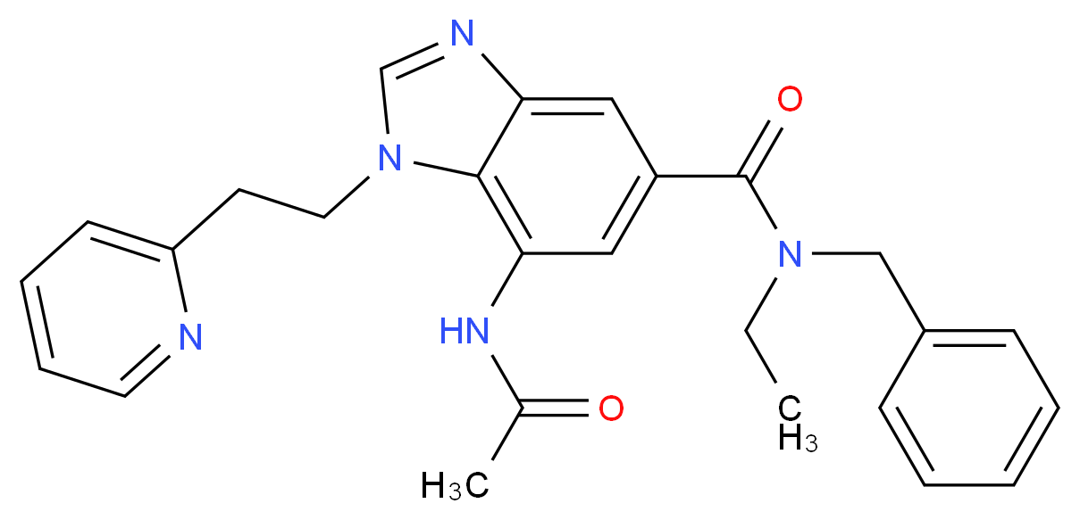 7-(acetylamino)-N-benzyl-N-ethyl-1-[2-(2-pyridinyl)ethyl]-1H-benzimidazole-5-carboxamide_分子结构_CAS_)