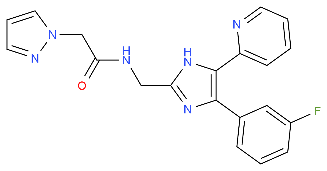 N-{[4-(3-fluorophenyl)-5-pyridin-2-yl-1H-imidazol-2-yl]methyl}-2-(1H-pyrazol-1-yl)acetamide_分子结构_CAS_)
