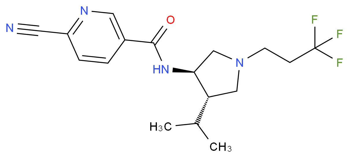 6-cyano-N-[(3R*,4S*)-4-isopropyl-1-(3,3,3-trifluoropropyl)-3-pyrrolidinyl]nicotinamide_分子结构_CAS_)