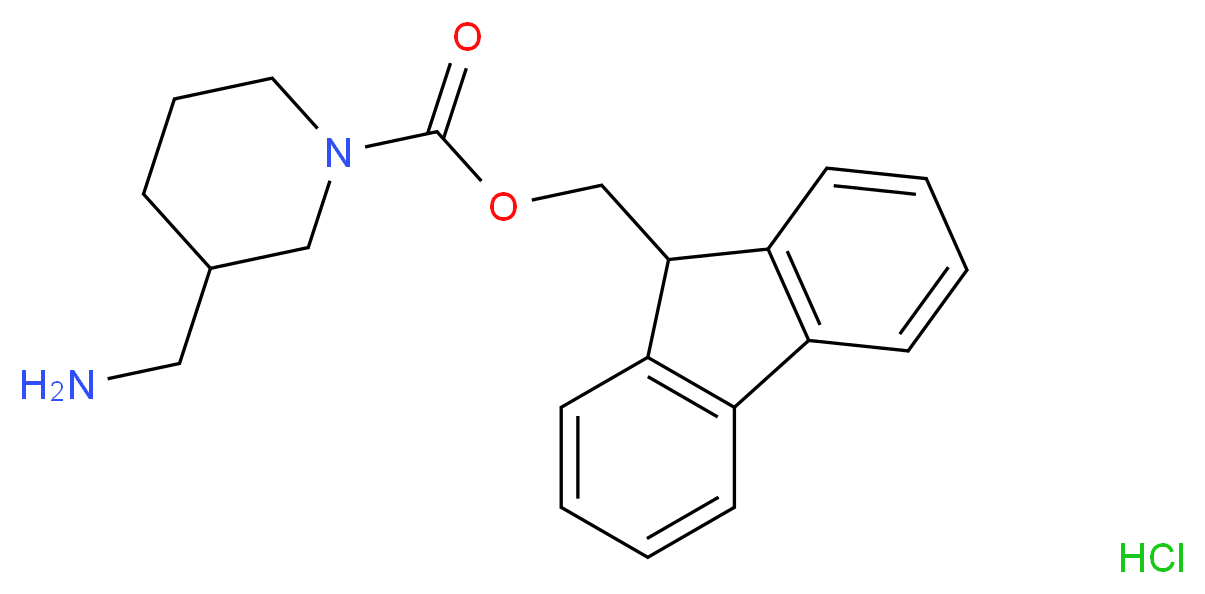 9H-Fluoren-9-ylmethyl 3-(aminomethyl)piperidine-1-carboxylate hydrochloride_分子结构_CAS_669713-56-8)
