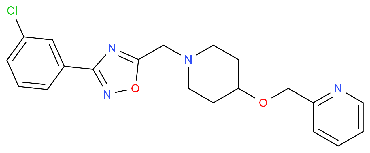 2-{[(1-{[3-(3-chlorophenyl)-1,2,4-oxadiazol-5-yl]methyl}-4-piperidinyl)oxy]methyl}pyridine_分子结构_CAS_)