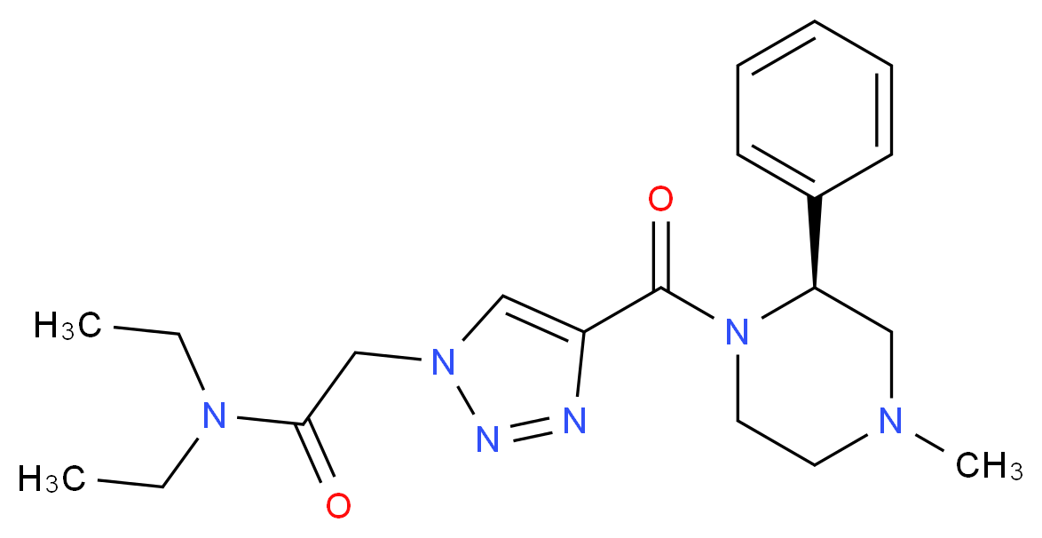N,N-diethyl-2-(4-{[(2S)-4-methyl-2-phenyl-1-piperazinyl]carbonyl}-1H-1,2,3-triazol-1-yl)acetamide_分子结构_CAS_)