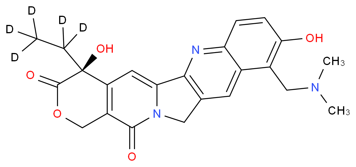 (19S)-8-[(dimethylamino)methyl]-19-(<sup>2</sup>H<sub>5</sub>)ethyl-7,19-dihydroxy-17-oxa-3,13-diazapentacyclo[11.8.0.0<sup>2</sup>,<sup>1</sup><sup>1</sup>.0<sup>4</sup>,<sup>9</sup>.0<sup>1</sup><sup>5</sup>,<sup>2</sup><sup>0</sup>]henicosa-1(21),2(11),3,5,7,9,15(20)-heptaene-14,18-dione_分子结构_CAS_1133355-98-2