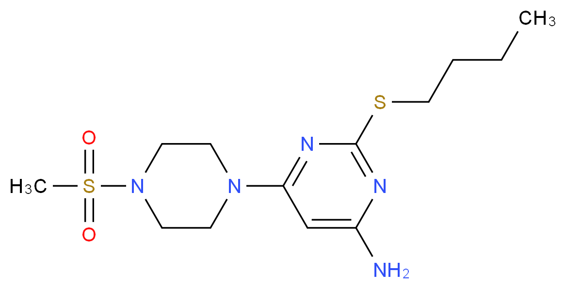 2-(butylthio)-6-[4-(methylsulfonyl)piperazin-1-yl]pyrimidin-4-amine_分子结构_CAS_)