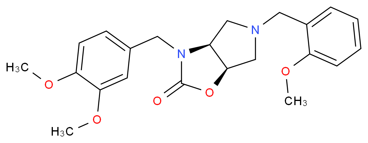 (3aS*,6aR*)-3-(3,4-dimethoxybenzyl)-5-(2-methoxybenzyl)hexahydro-2H-pyrrolo[3,4-d][1,3]oxazol-2-one_分子结构_CAS_)