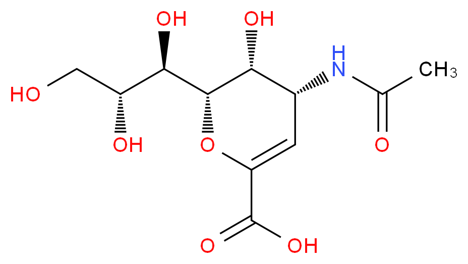 (2S,3R,4R)-4-acetamido-3-hydroxy-2-[(1R,2R)-1,2,3-trihydroxypropyl]-3,4-dihydro-2H-pyran-6-carboxylic acid_分子结构_CAS_263155-11-9