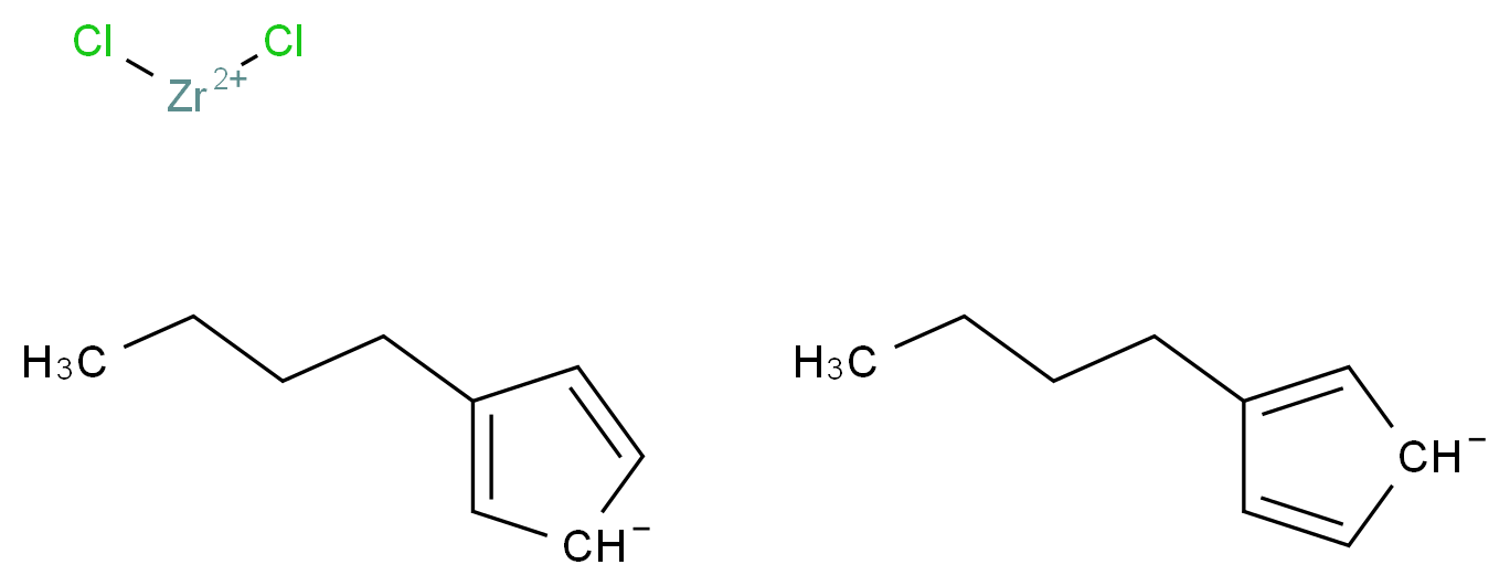 bis(3-butylcyclopenta-2,4-dien-1-ide); dichlorozirconiumbis(ylium)_分子结构_CAS_73364-10-0