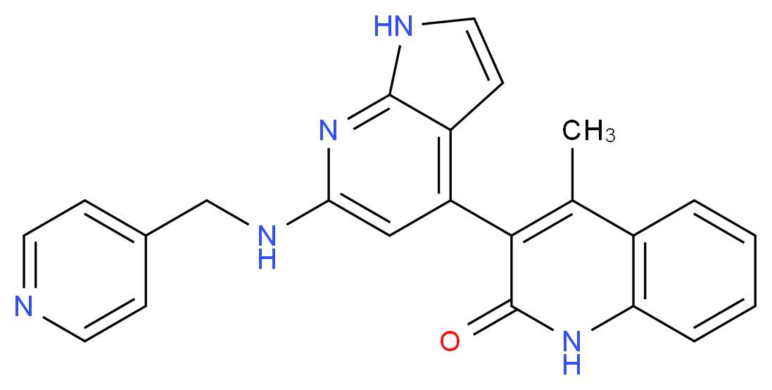 4-methyl-3-{6-[(pyridin-4-ylmethyl)amino]-1H-pyrrolo[2,3-b]pyridin-4-yl}quinolin-2(1H)-one_分子结构_CAS_)