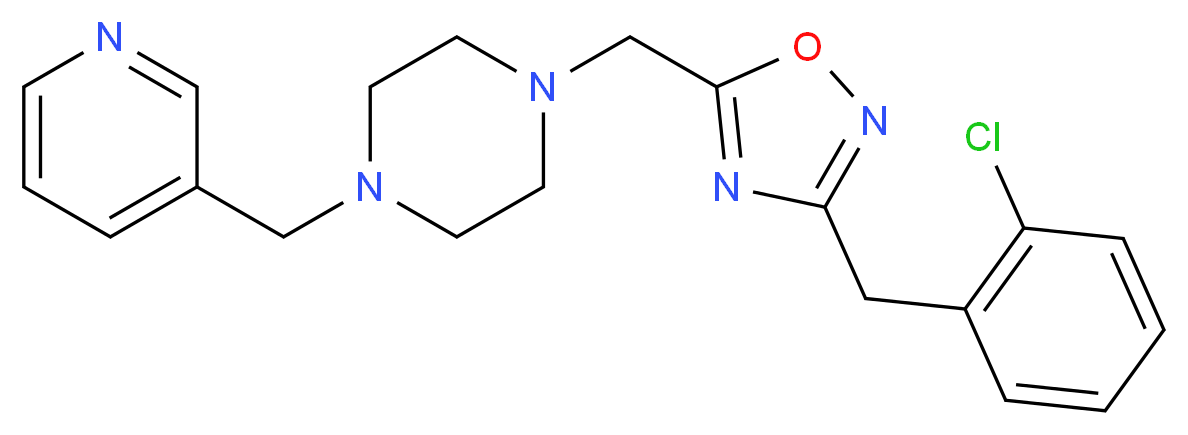 1-{[3-(2-chlorobenzyl)-1,2,4-oxadiazol-5-yl]methyl}-4-(3-pyridinylmethyl)piperazine_分子结构_CAS_)