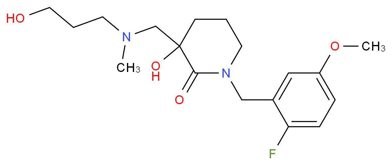 1-(2-fluoro-5-methoxybenzyl)-3-hydroxy-3-{[(3-hydroxypropyl)(methyl)amino]methyl}piperidin-2-one_分子结构_CAS_)