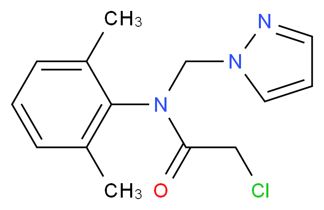 2-chloro-N-(2,6-dimethylphenyl)-N-(1H-pyrazol-1-ylmethyl)acetamide_分子结构_CAS_67129-08-2