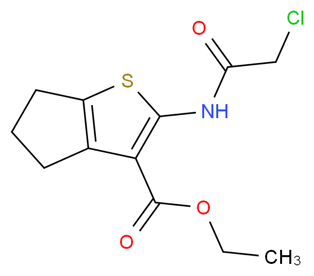 2-(2-Chloro-acetylamino)-5,6-dihydro-4H-cyclopenta[b]thiophene-3-carboxylic acid ethyl ester_分子结构_CAS_203385-15-3)