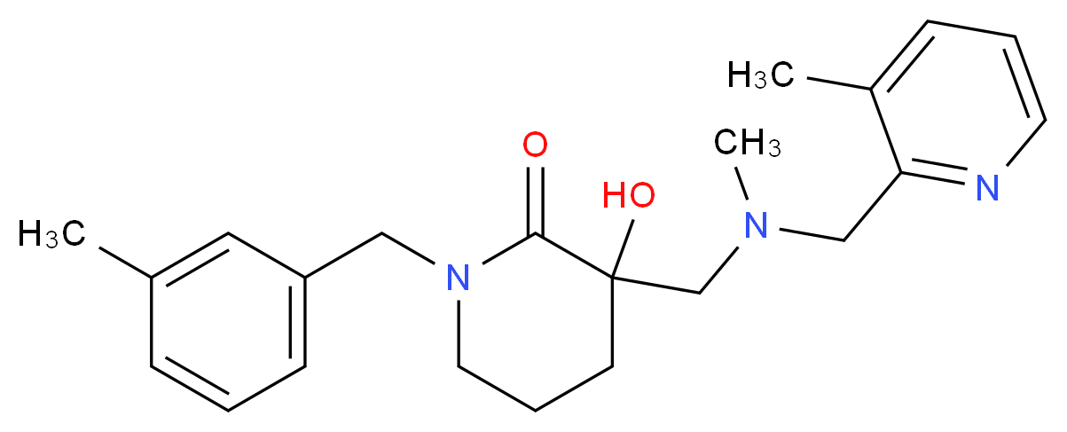 3-hydroxy-1-(3-methylbenzyl)-3-({methyl[(3-methyl-2-pyridinyl)methyl]amino}methyl)-2-piperidinone_分子结构_CAS_)