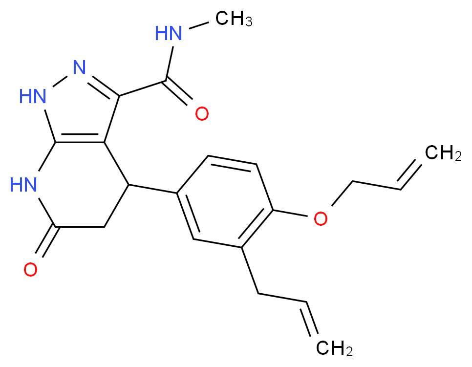 4-[3-allyl-4-(allyloxy)phenyl]-N-methyl-6-oxo-4,5,6,7-tetrahydro-1H-pyrazolo[3,4-b]pyridine-3-carboxamide_分子结构_CAS_)