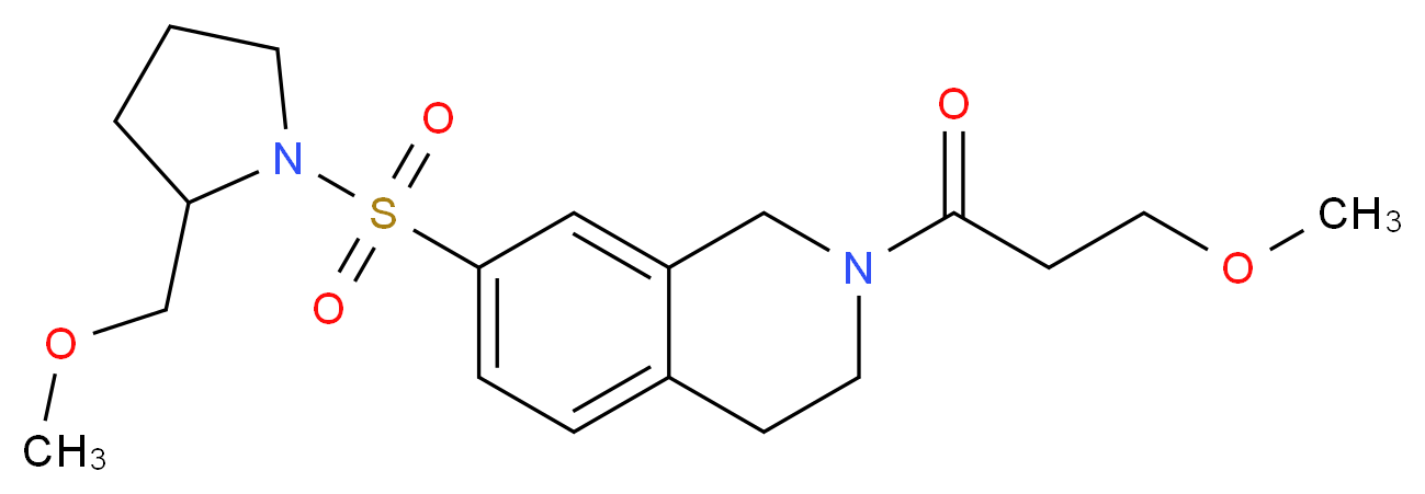 7-{[2-(methoxymethyl)pyrrolidin-1-yl]sulfonyl}-2-(3-methoxypropanoyl)-1,2,3,4-tetrahydroisoquinoline_分子结构_CAS_)