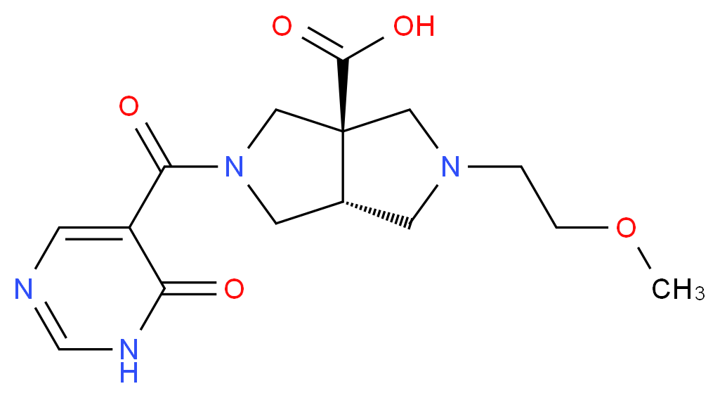 (3aR*,6aR*)-2-(2-methoxyethyl)-5-[(6-oxo-1,6-dihydro-5-pyrimidinyl)carbonyl]hexahydropyrrolo[3,4-c]pyrrole-3a(1H)-carboxylic acid_分子结构_CAS_)