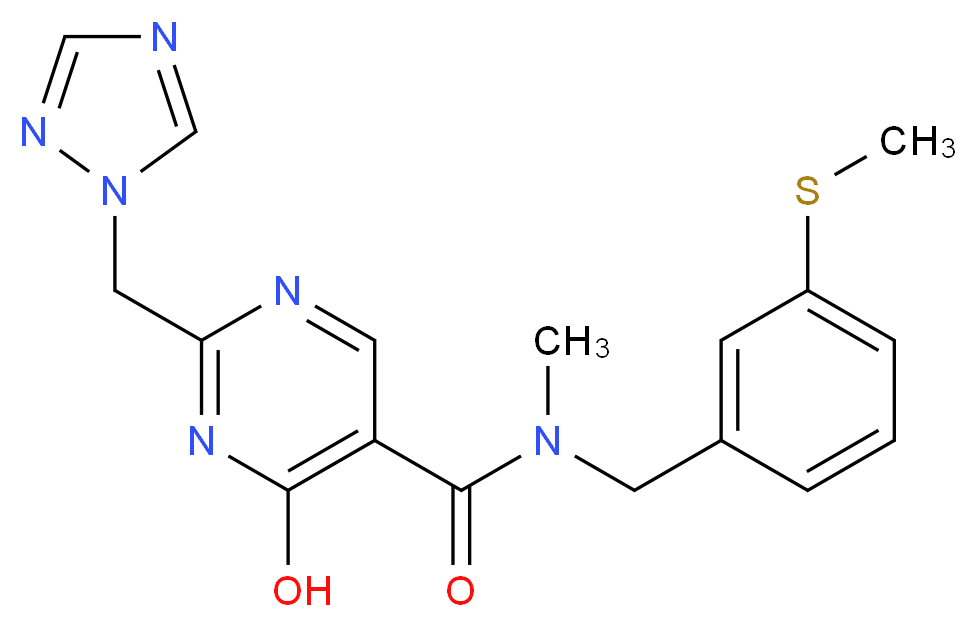 4-hydroxy-N-methyl-N-[3-(methylthio)benzyl]-2-(1H-1,2,4-triazol-1-ylmethyl)pyrimidine-5-carboxamide_分子结构_CAS_)