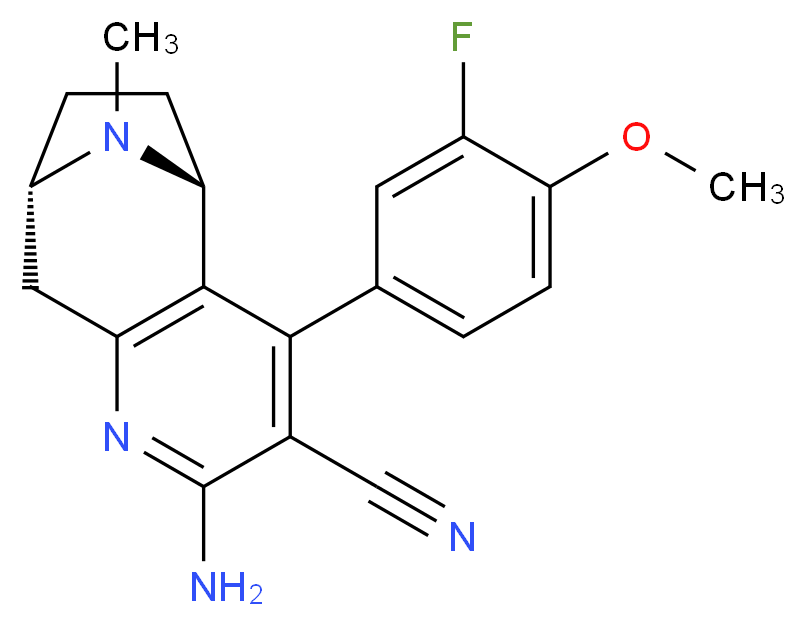 (5R*,8S*)-2-amino-4-(3-fluoro-4-methoxyphenyl)-10-methyl-6,7,8,9-tetrahydro-5H-5,8-epiminocyclohepta[b]pyridine-3-carbonitrile_分子结构_CAS_)