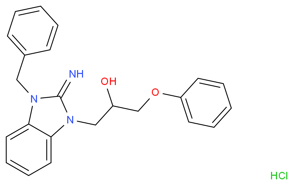 1-(3-benzyl-2-imino-2,3-dihydro-1H-1,3-benzodiazol-1-yl)-3-phenoxypropan-2-ol hydrochloride_分子结构_CAS_455311-98-5