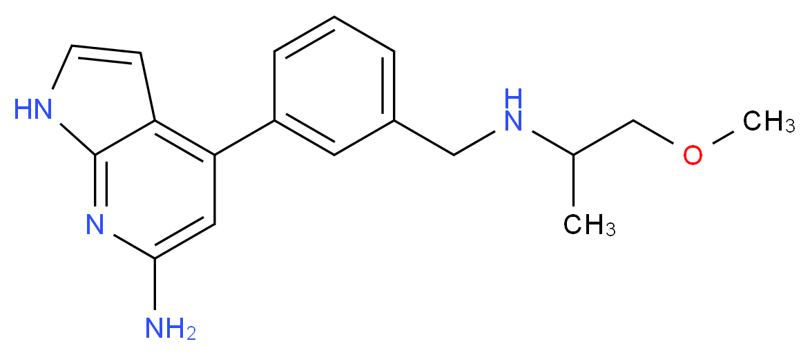 4-(3-{[(2-methoxy-1-methylethyl)amino]methyl}phenyl)-1H-pyrrolo[2,3-b]pyridin-6-amine_分子结构_CAS_)