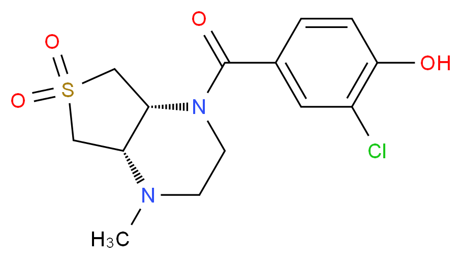 2-chloro-4-{[(4aS*,7aR*)-4-methyl-6,6-dioxidohexahydrothieno[3,4-b]pyrazin-1(2H)-yl]carbonyl}phenol_分子结构_CAS_)