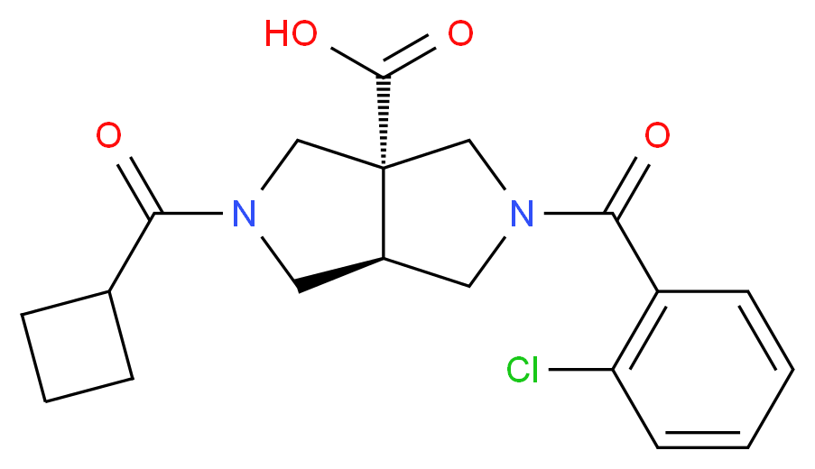 (3aR*,6aR*)-2-(2-chlorobenzoyl)-5-(cyclobutylcarbonyl)hexahydropyrrolo[3,4-c]pyrrole-3a(1H)-carboxylic acid_分子结构_CAS_)