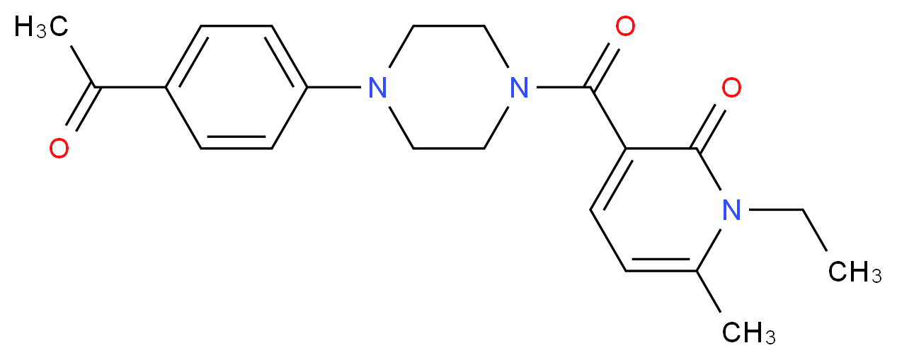3-{[4-(4-acetylphenyl)piperazin-1-yl]carbonyl}-1-ethyl-6-methylpyridin-2(1H)-one_分子结构_CAS_)