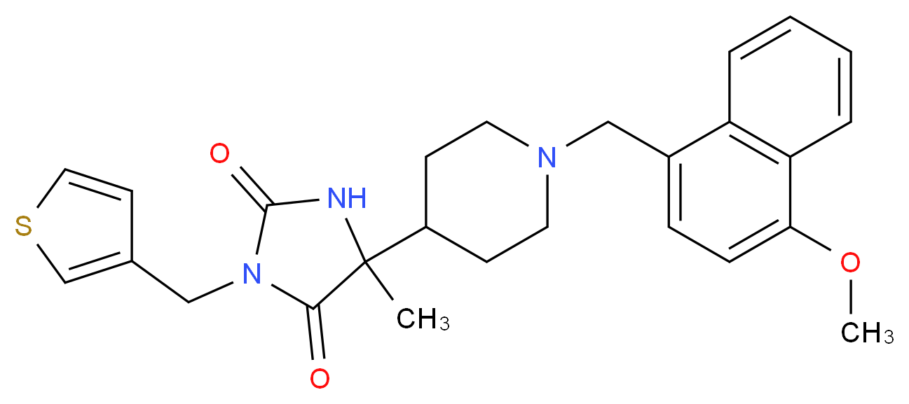 5-{1-[(4-methoxy-1-naphthyl)methyl]-4-piperidinyl}-5-methyl-3-(3-thienylmethyl)-2,4-imidazolidinedione_分子结构_CAS_)