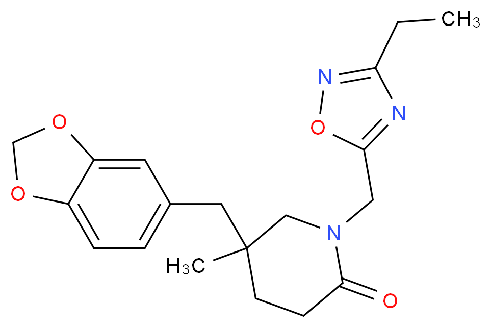 5-(1,3-benzodioxol-5-ylmethyl)-1-[(3-ethyl-1,2,4-oxadiazol-5-yl)methyl]-5-methylpiperidin-2-one_分子结构_CAS_)