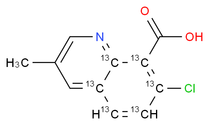 7-chloro-3-methyl(4a,5,6,7,8,8a-<sup>1</sup><sup>3</sup>C<sub>6</sub>)quinoline-8-carboxylic acid_分子结构_CAS_1185039-71-7