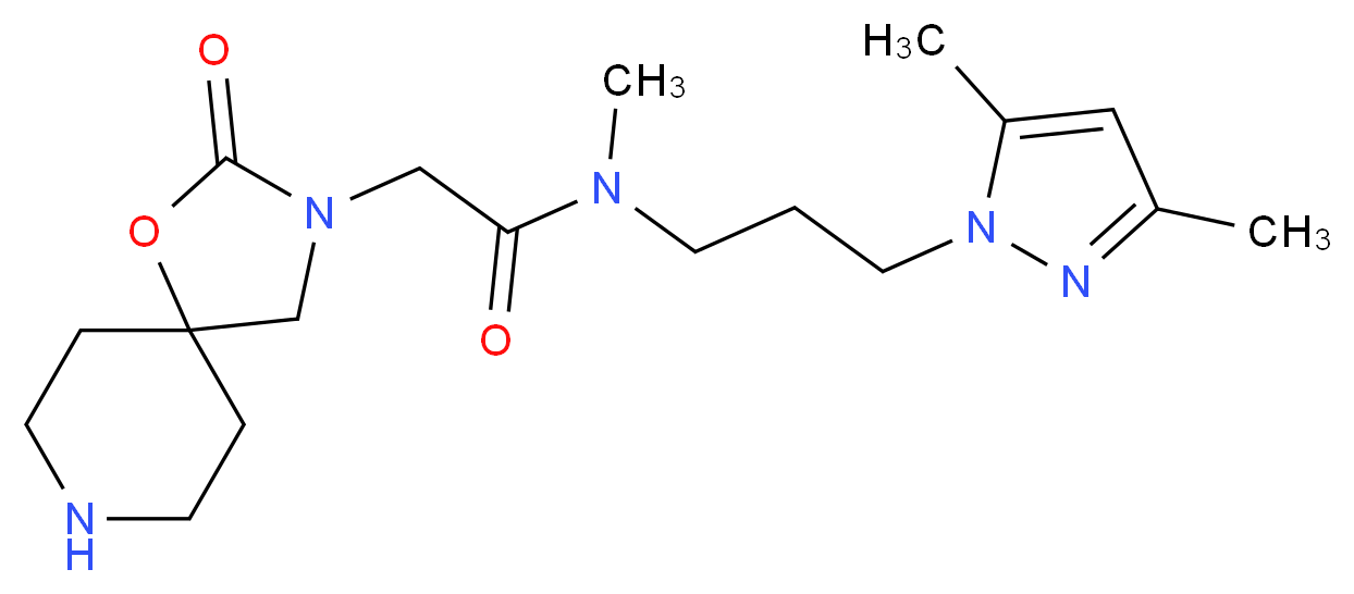 N-[3-(3,5-dimethyl-1H-pyrazol-1-yl)propyl]-N-methyl-2-(2-oxo-1-oxa-3,8-diazaspiro[4.5]dec-3-yl)acetamide_分子结构_CAS_)