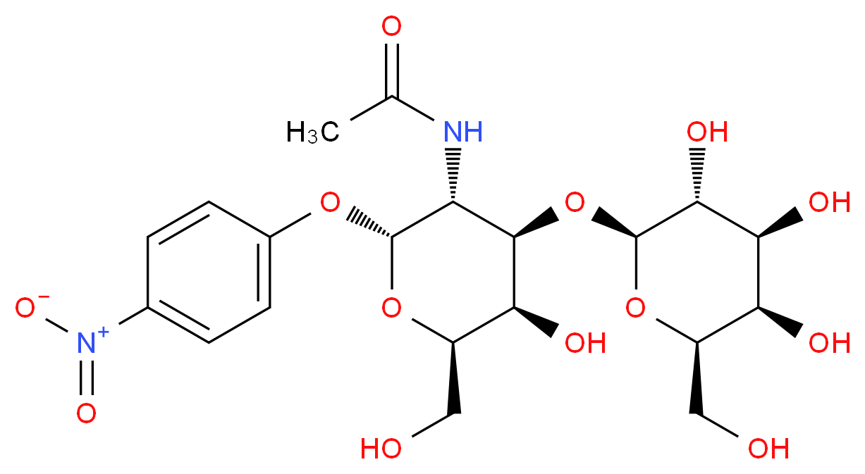 N-[(2R,3R,4R,5R,6R)-5-hydroxy-6-(hydroxymethyl)-2-(4-nitrophenoxy)-4-{[(2R,3R,4S,5R,6R)-3,4,5-trihydroxy-6-(hydroxymethyl)oxan-2-yl]oxy}oxan-3-yl]acetamide_分子结构_CAS_59837-14-8