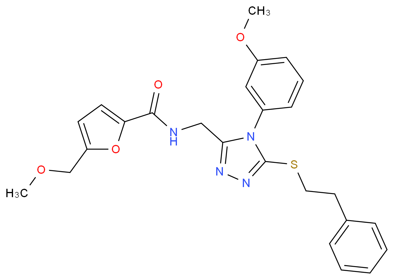 5-(methoxymethyl)-N-({4-(3-methoxyphenyl)-5-[(2-phenylethyl)thio]-4H-1,2,4-triazol-3-yl}methyl)-2-furamide_分子结构_CAS_)