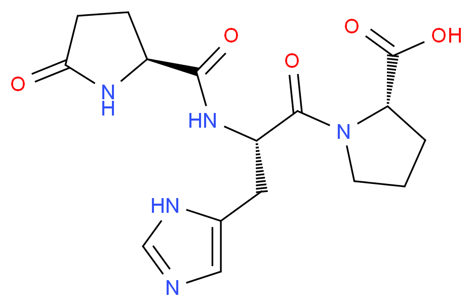 (2S)-1-[(2S)-3-(1H-imidazol-5-yl)-2-{[(2S)-5-oxopyrrolidin-2-yl]formamido}propanoyl]pyrrolidine-2-carboxylic acid_分子结构_CAS_24769-58-2