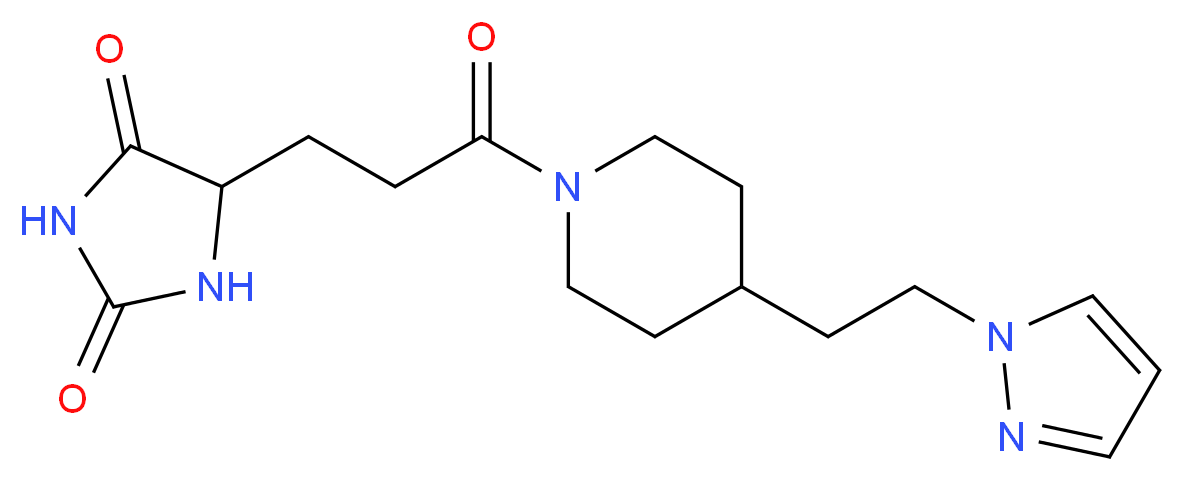 5-(3-oxo-3-{4-[2-(1H-pyrazol-1-yl)ethyl]-1-piperidinyl}propyl)-2,4-imidazolidinedione_分子结构_CAS_)