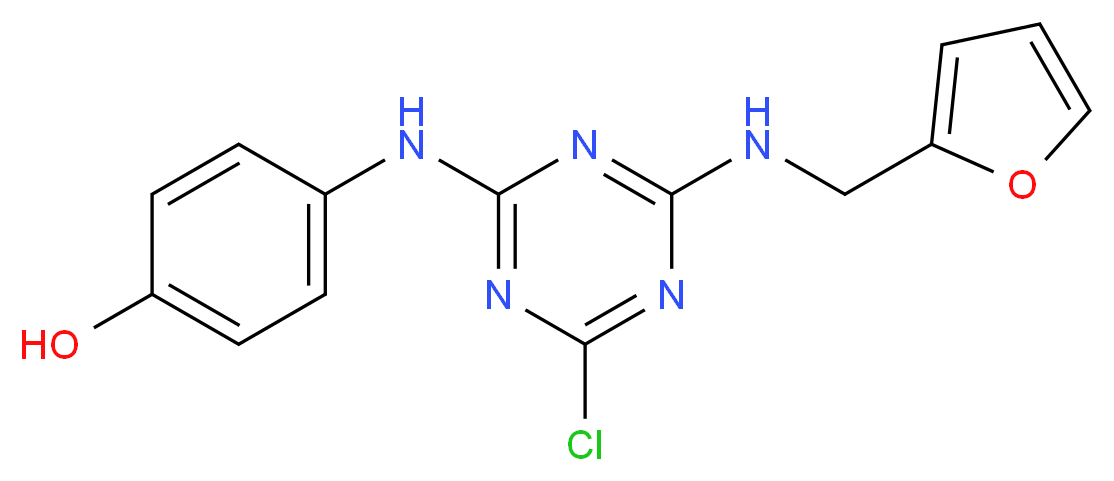 4-{4-Chloro-6-[(furan-2-ylmethyl)-amino]-[1,3,5]-triazin-2-ylamino}-phenol_分子结构_CAS_)