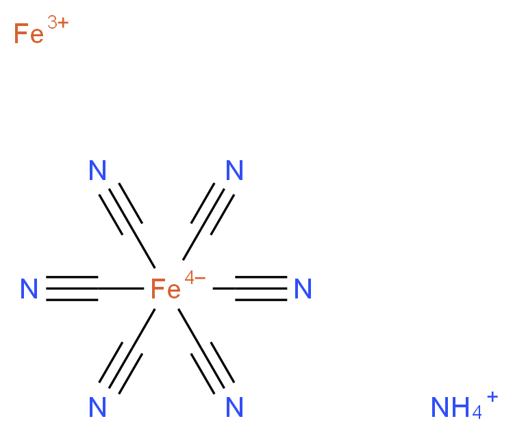 水合六氰合铁(II)酸铁(III)铵, tech._分子结构_CAS_25869-00-5)