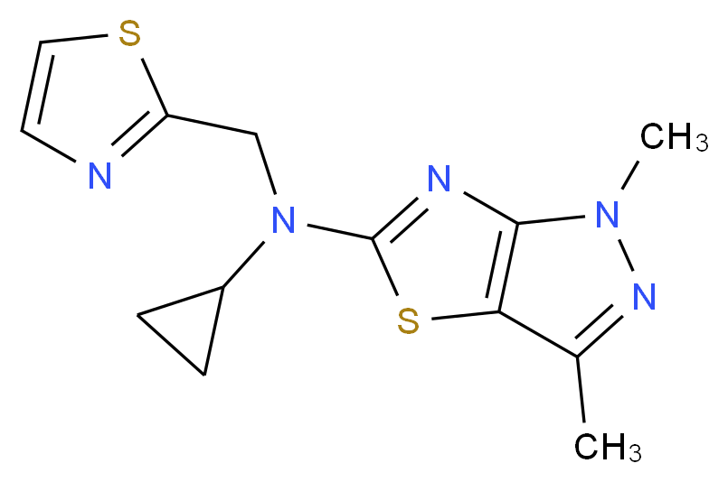 N-cyclopropyl-1,3-dimethyl-N-(1,3-thiazol-2-ylmethyl)-1H-pyrazolo[3,4-d][1,3]thiazol-5-amine_分子结构_CAS_)