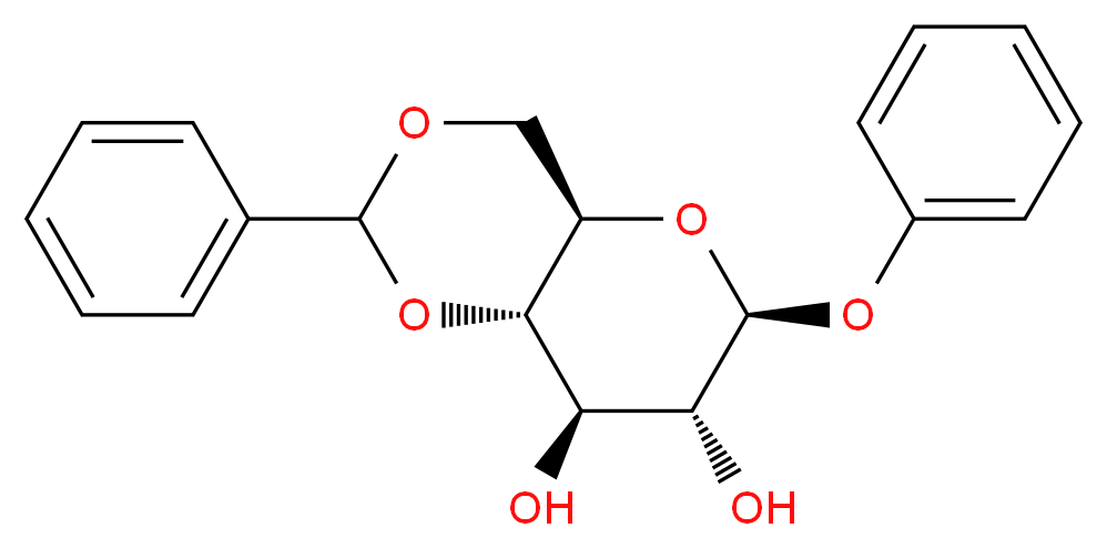 (-)-(4,6-O-亚苄基)苯基-β-D-吡喃葡萄糖苷_分子结构_CAS_75829-66-2)