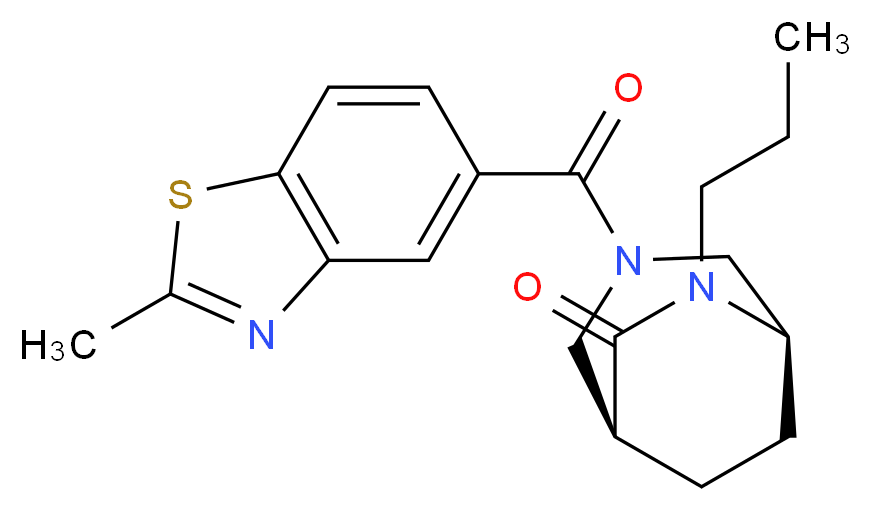 (1S*,5R*)-3-[(2-methyl-1,3-benzothiazol-5-yl)carbonyl]-6-propyl-3,6-diazabicyclo[3.2.2]nonan-7-one_分子结构_CAS_)