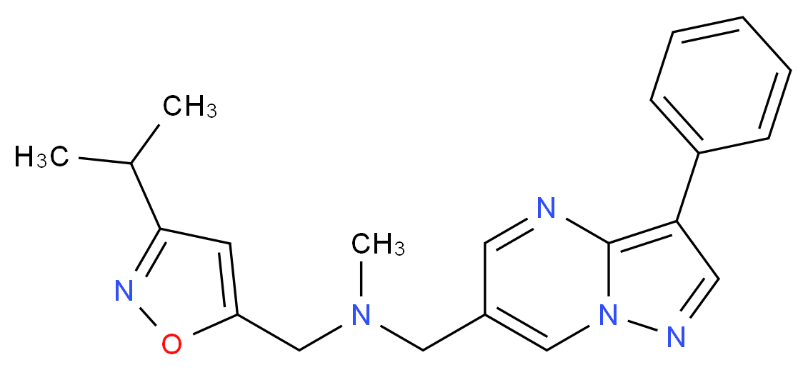 1-(3-isopropylisoxazol-5-yl)-N-methyl-N-[(3-phenylpyrazolo[1,5-a]pyrimidin-6-yl)methyl]methanamine_分子结构_CAS_)