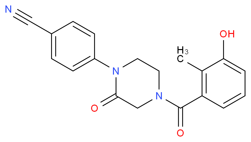 4-[4-(3-hydroxy-2-methylbenzoyl)-2-oxo-1-piperazinyl]benzonitrile_分子结构_CAS_)