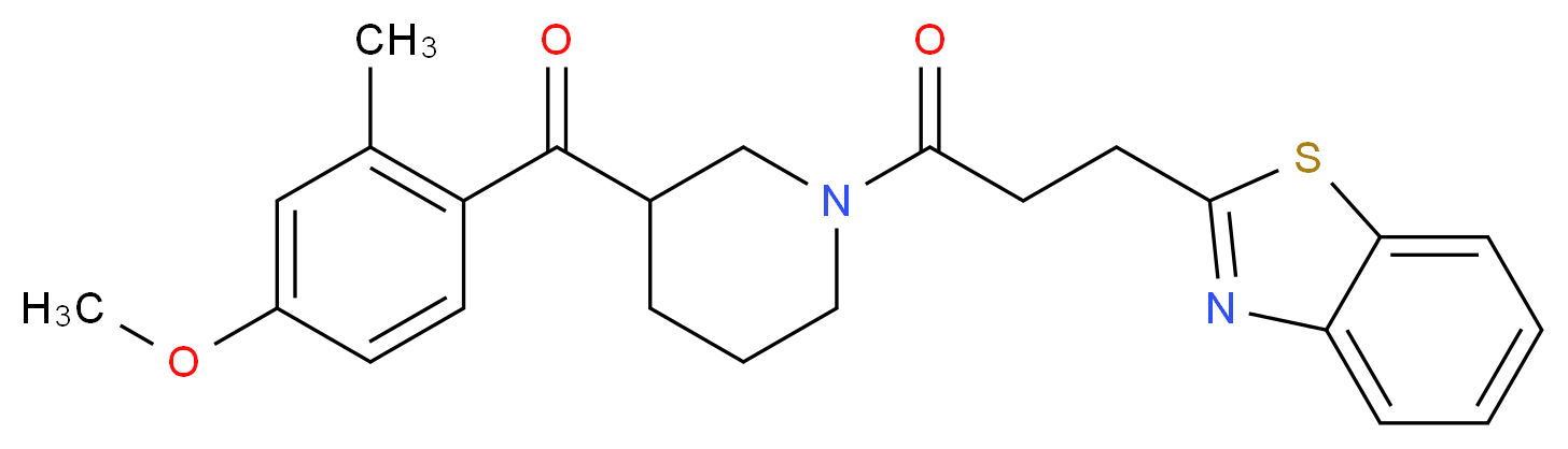 {1-[3-(1,3-benzothiazol-2-yl)propanoyl]-3-piperidinyl}(4-methoxy-2-methylphenyl)methanone_分子结构_CAS_)
