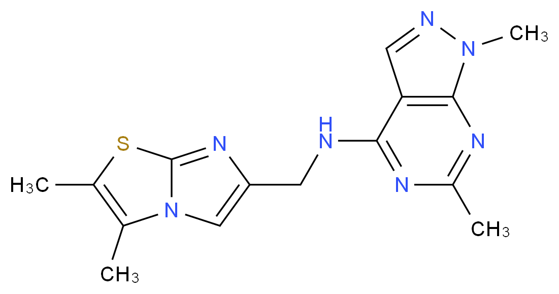 N-[(2,3-dimethylimidazo[2,1-b][1,3]thiazol-6-yl)methyl]-1,6-dimethyl-1H-pyrazolo[3,4-d]pyrimidin-4-amine_分子结构_CAS_)