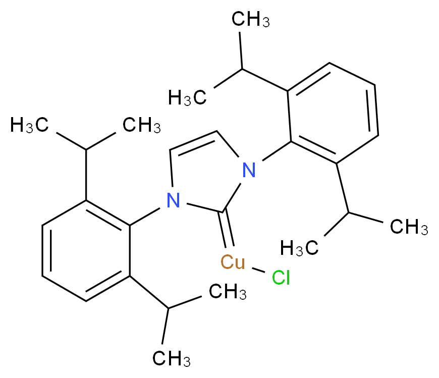 氯[1,3-双(2,6-二异丙基苯基)咪唑-2-亚基]铜(I)_分子结构_CAS_578743-87-0)